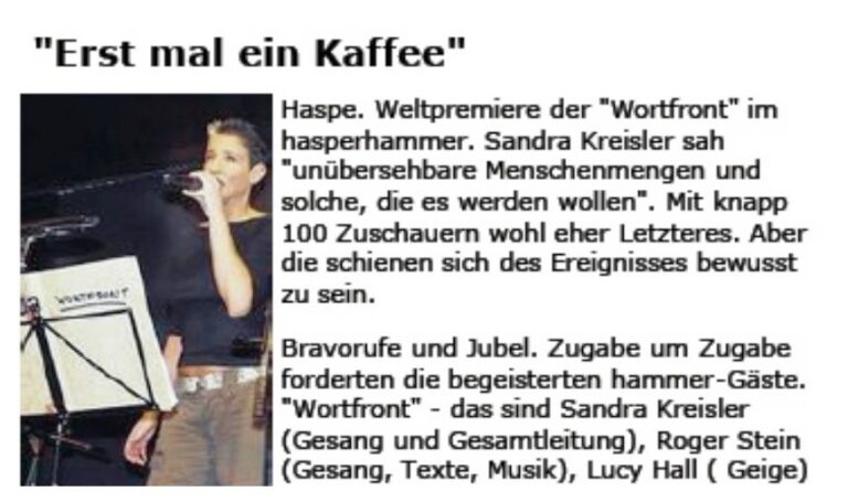 Artikel „Erst mal ein Kaffee“ in der Westfälischen Rundschau vom 13. Februar 2006