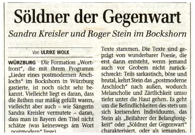 Artikel „Söldner der Gegenwart“ in der Main-Post vom 15. Mai 2006