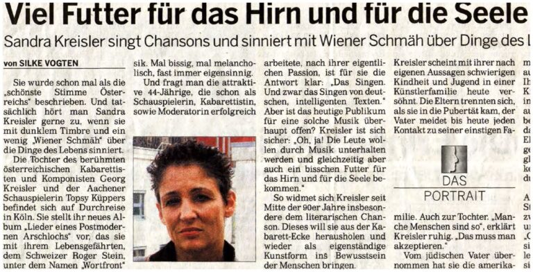 Artikel „Viel Futter für das Hirn und für die Seele“ in der Kölnischen Rundschau vom 23. Mai 2006