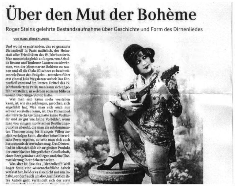 „Über den Mut der Bohème“ – Frankfurter Rundschau über mich und „Das deutsche Dirnenlied“